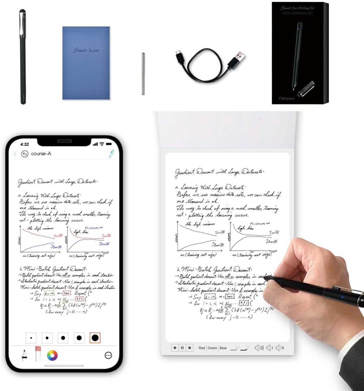 Ophaya smart pen starter kit with notebook, app and accessories — a Neo Smartpen alternative