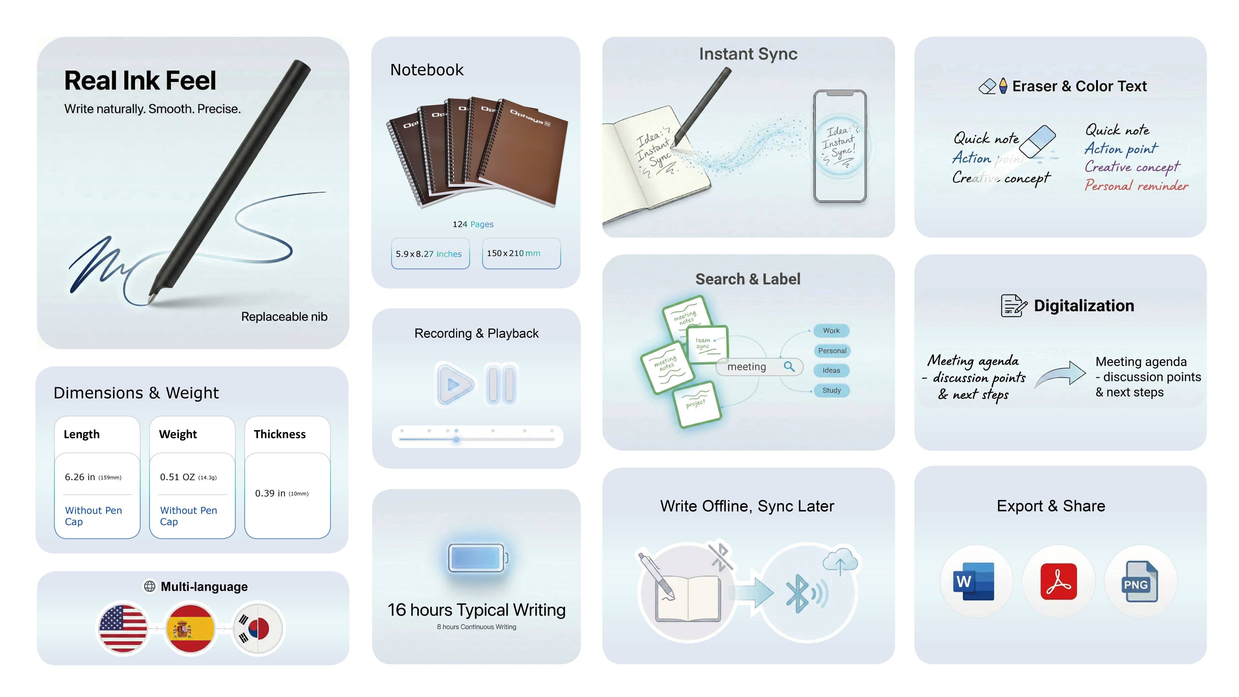Ophaya Smart Pen + Notebook | Digitize Notes & Record Audio