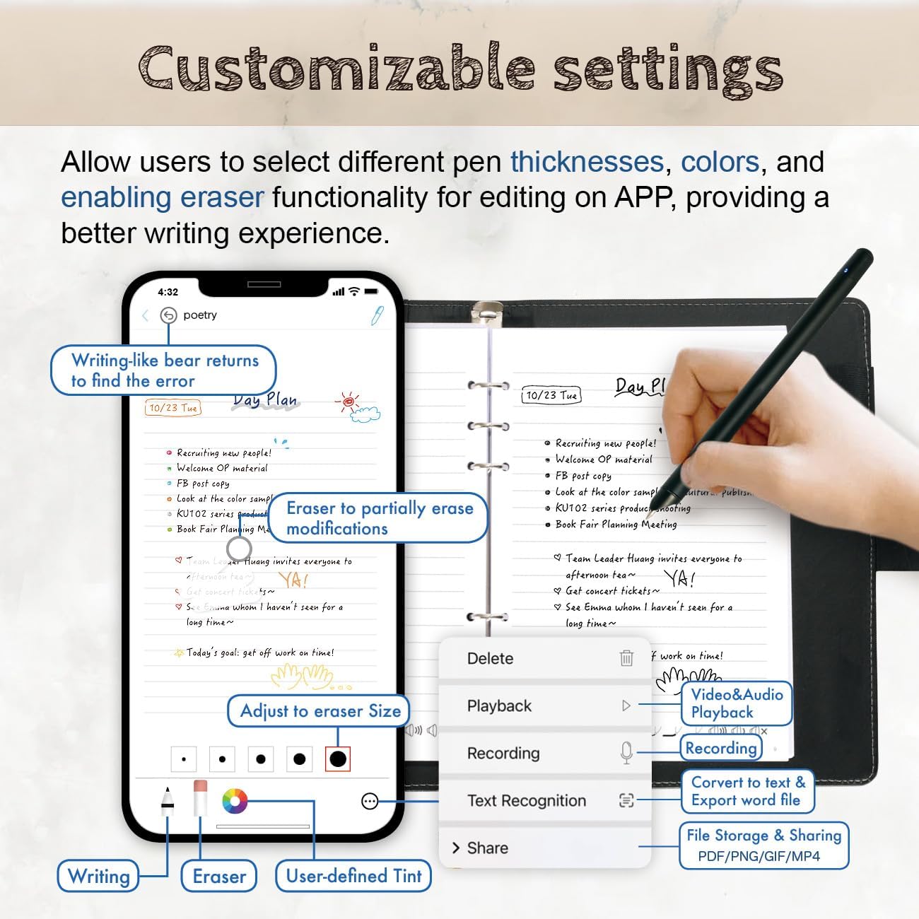 Ophaya 2-in-1 Digital Pen Writing Set: Capture, Record, and