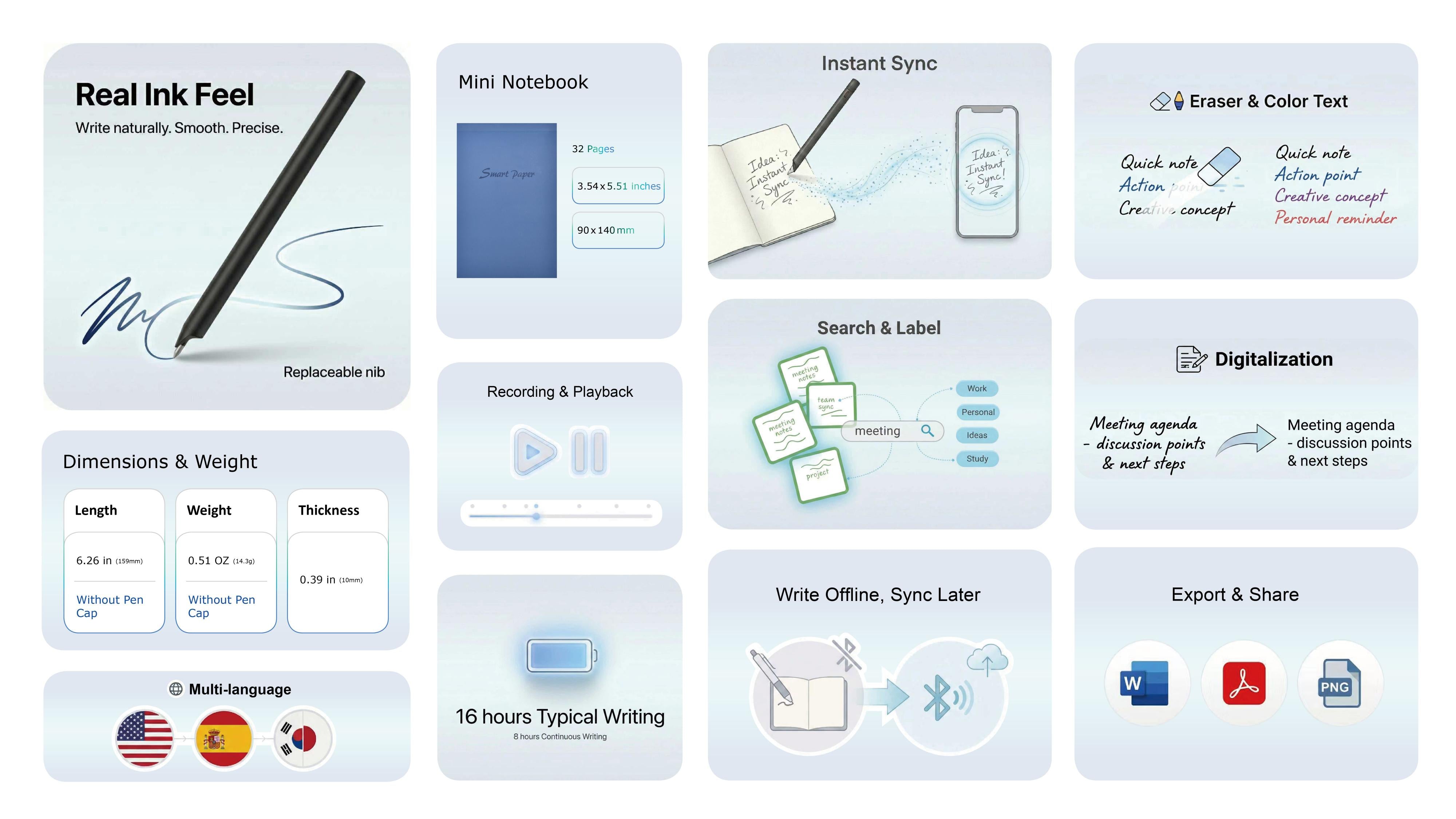 Ophaya Smart Pen + Mini Notebook | Digital Note-Taking Set