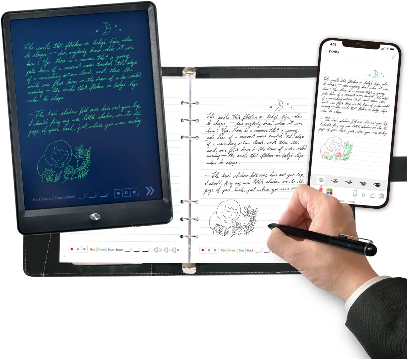 Best Tablet For Note Taking With Pen Ophaya 3-in-1 Smartpen Digital Pen Set – Writing Tablet, Smartpen & No