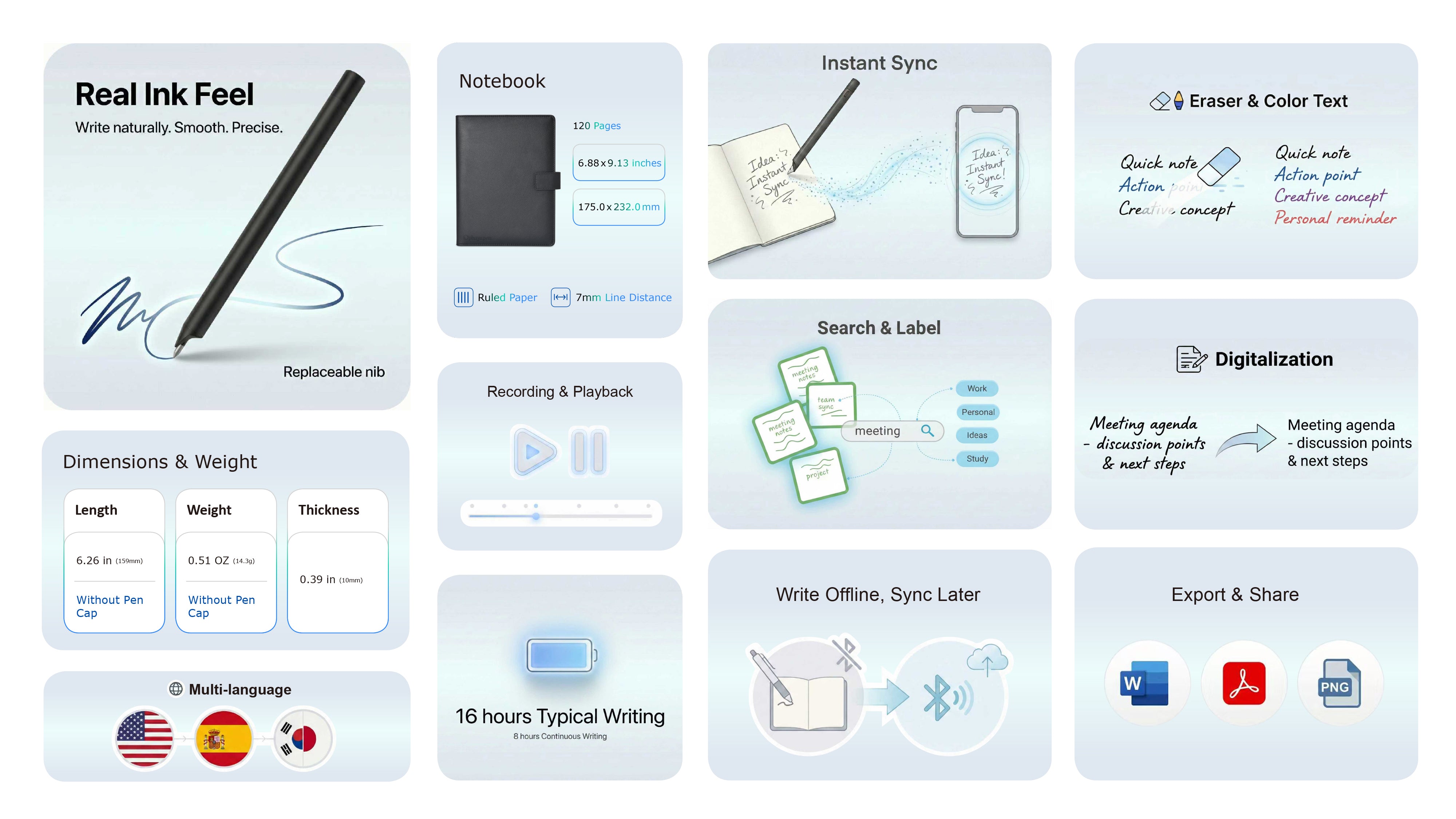 Ophaya 2-in-1 Digital Pen Writing Set: Capture, Record, and