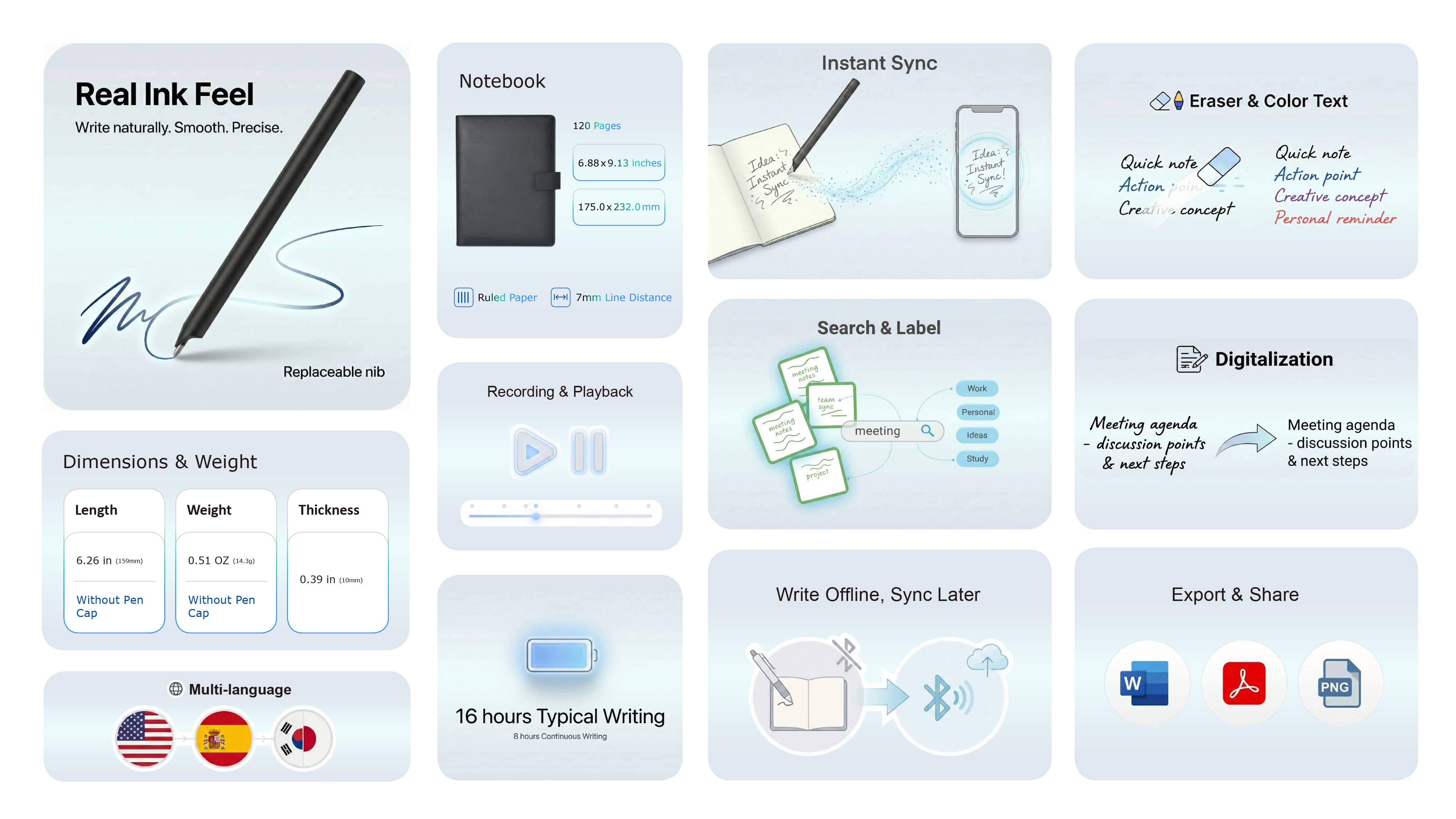 Ophaya 2-in-1 Digital Pen Writing Set: Capture, Record, and