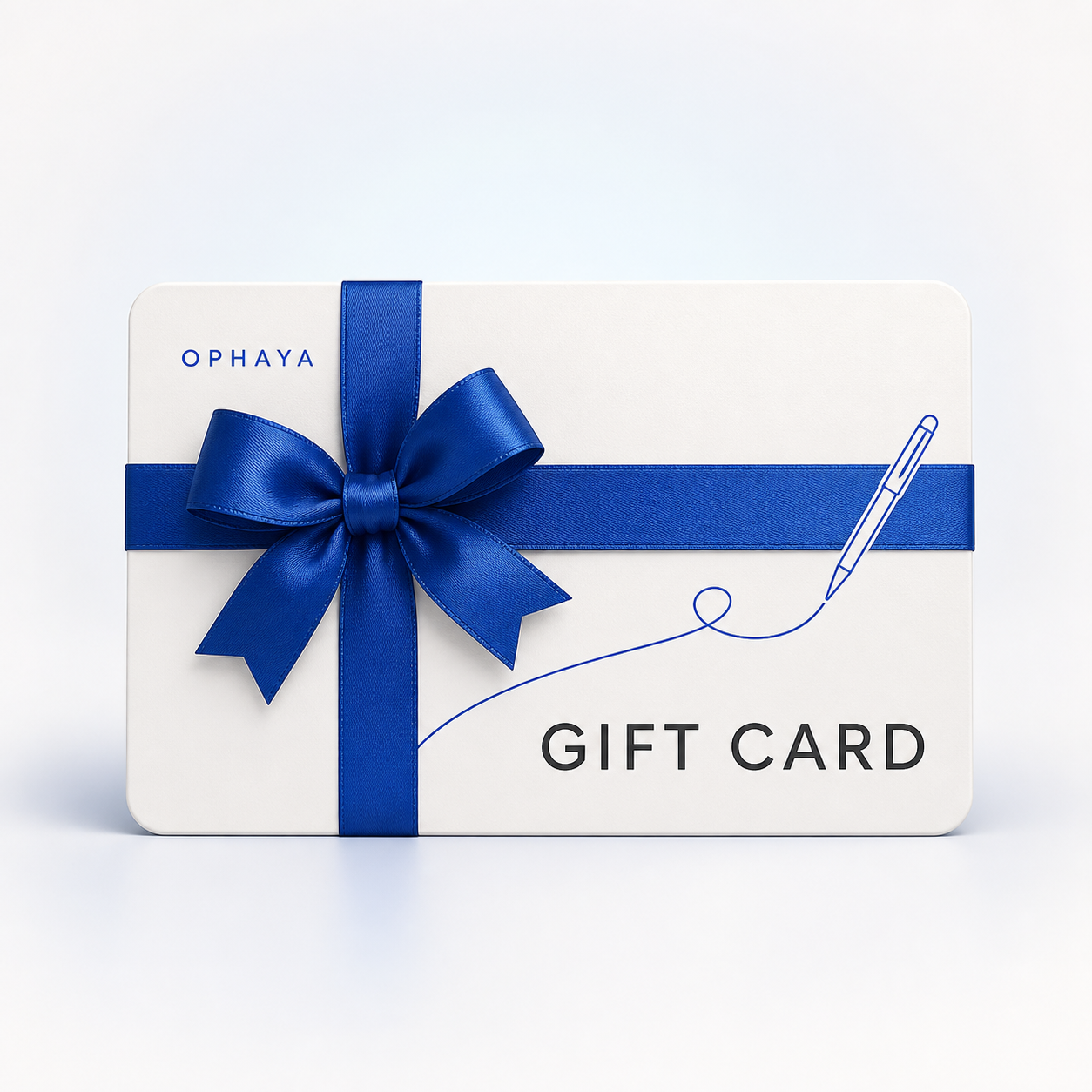 Ophaya digital gift card with blue ribbon